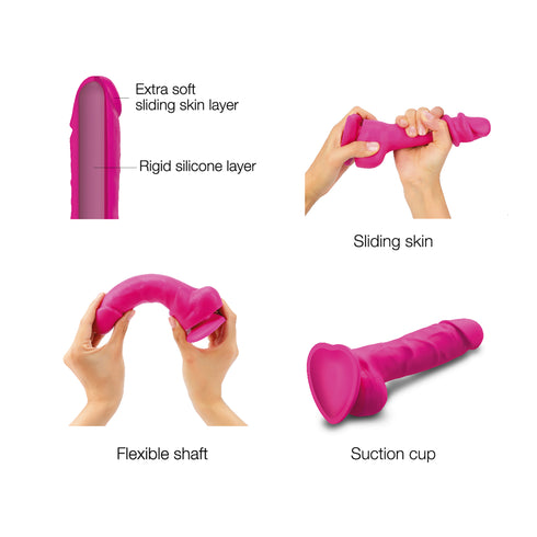 Sliding Skin Dildo Réaliste Couleur Fuchsia