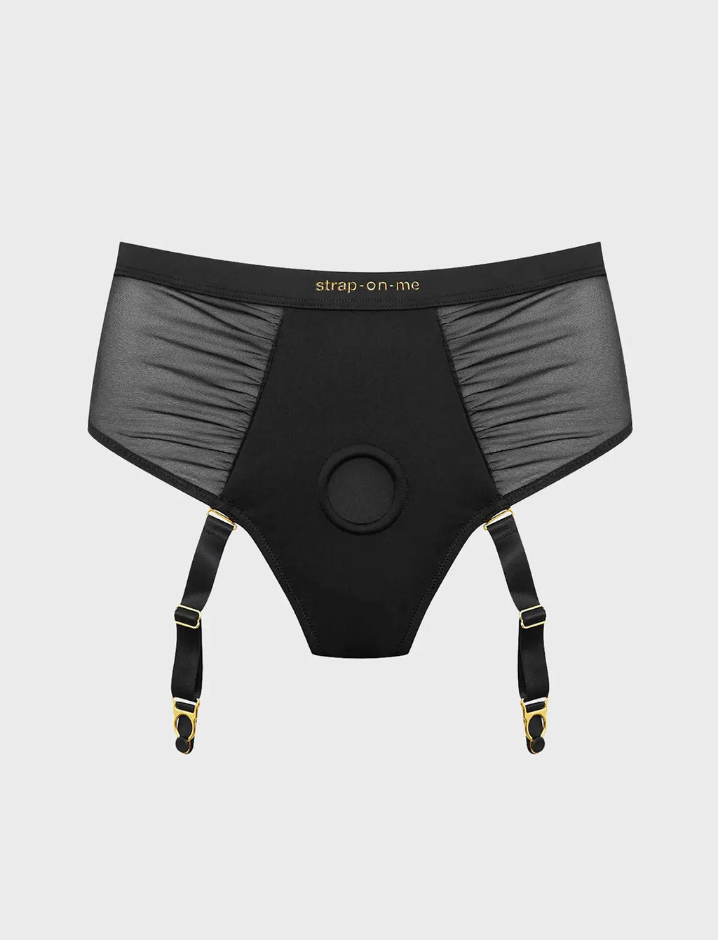Harnais lingerie Idylle noir avec jarretelles – strap-on-me