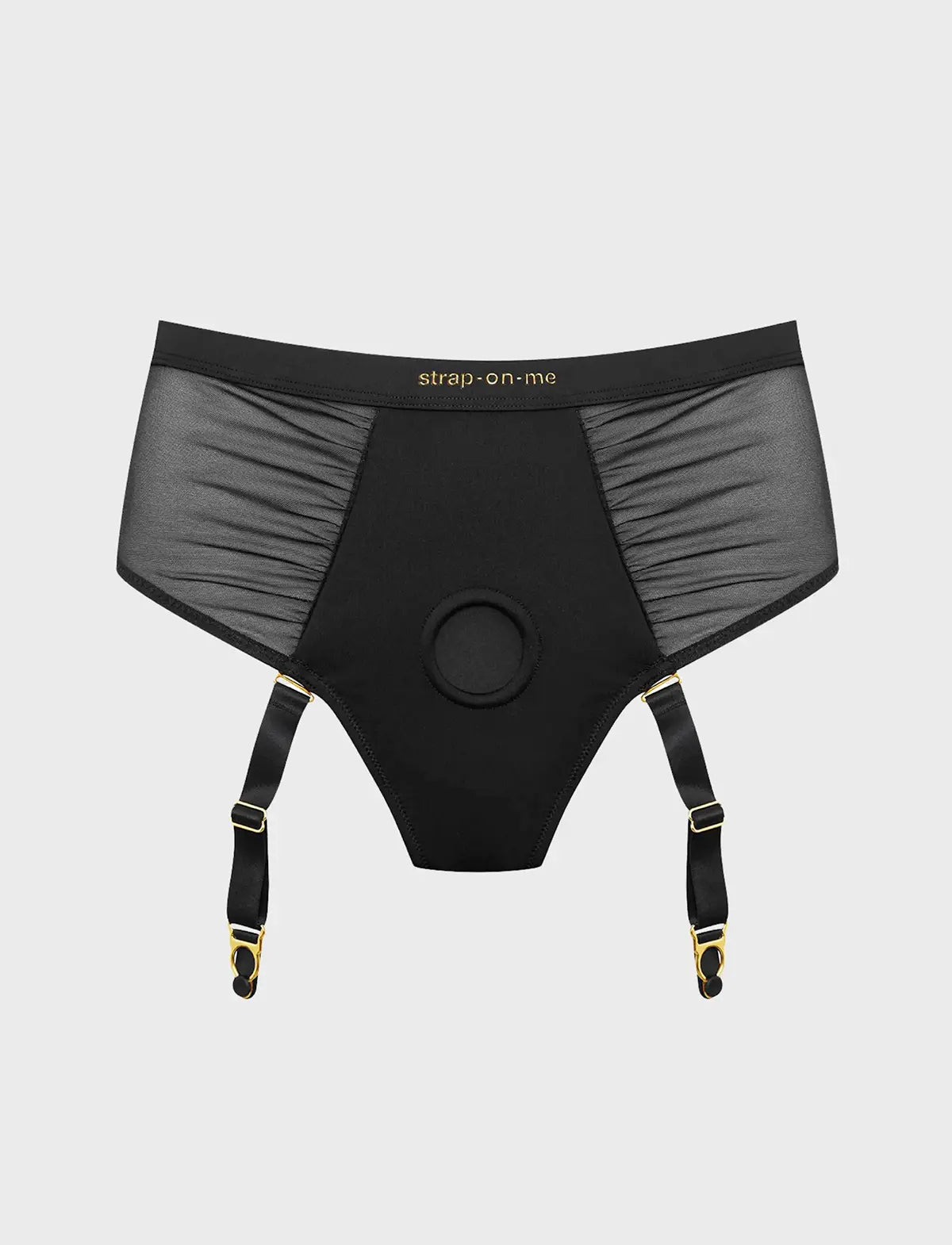 Harnais lingerie Idylle noir avec jarretelles – strap-on-me