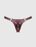 Generous Metallic Aubergine Faux Leather Harness strap-on-me