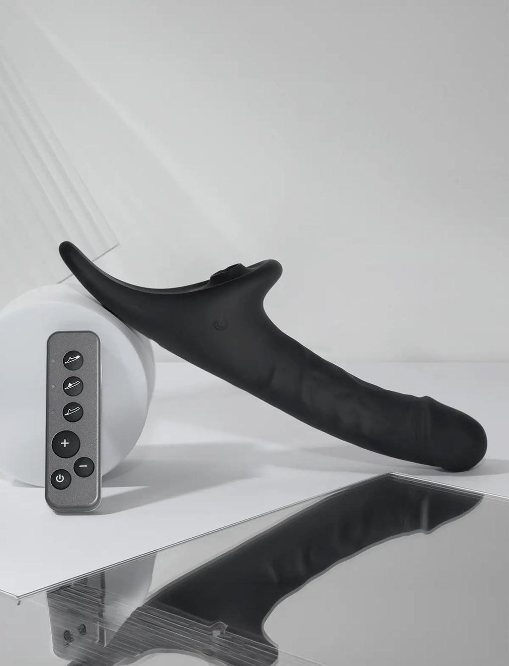 Black realistic multi-orgasm dildo by Strap-On-Me, soft texture with detailed anatomical design