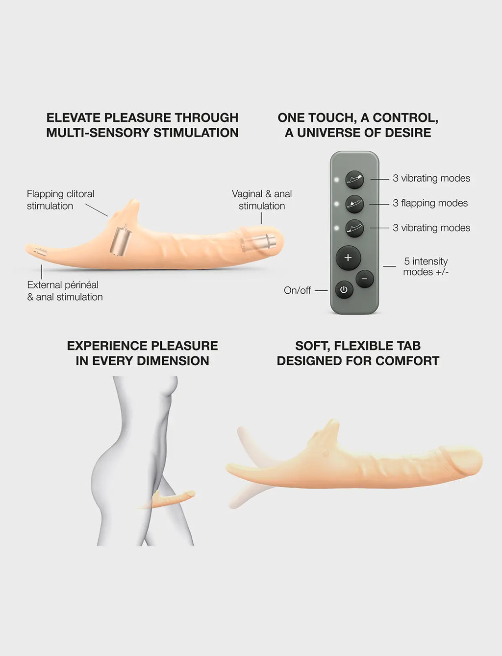 Dildo réaliste vanille multi-orgasme Strap-On-Me, texture douce avec design anatomique détaillé