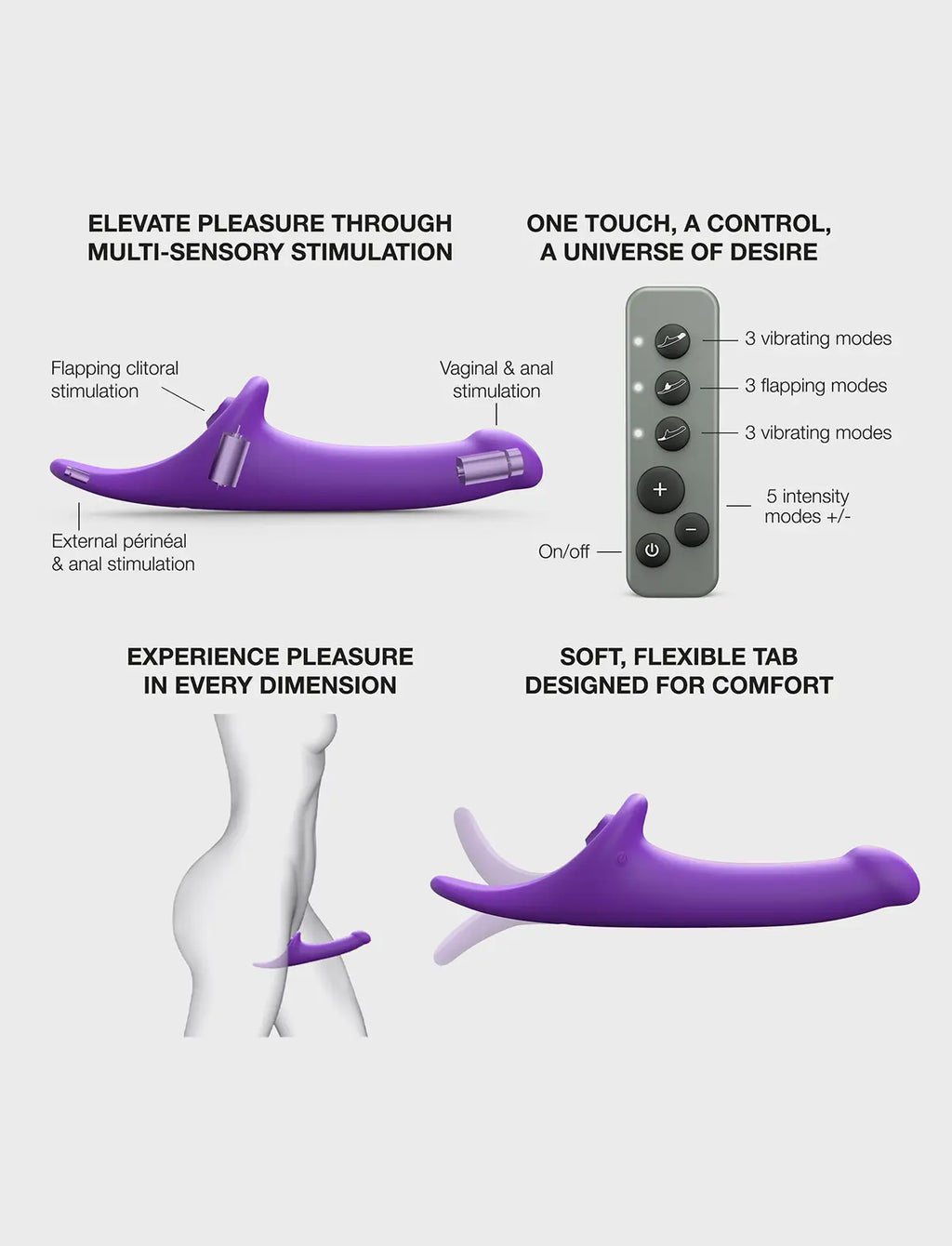 Purple semi-realistic multi-orgasm dildo by Strap-On-Me, soft texture with anatomical shape