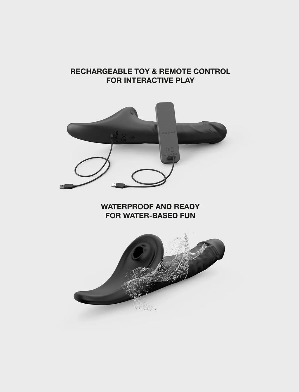 Dildo réaliste noir multi-orgasme Strap-On-Me, texture douce avec design anatomique détaillé