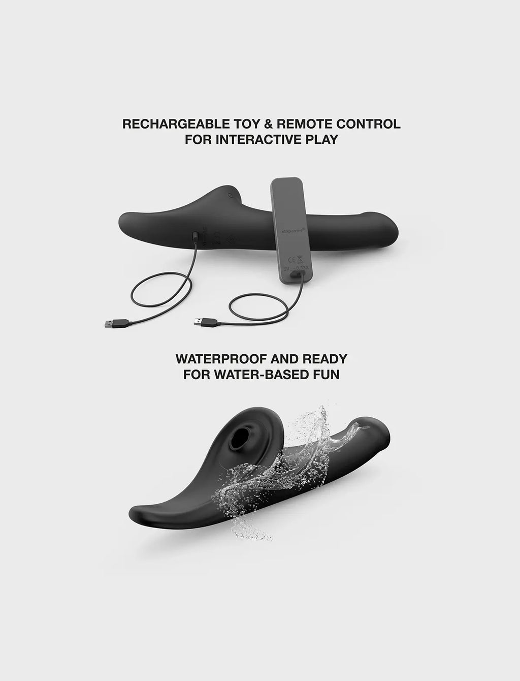 Dildo semi-réaliste noir multi-orgasme Strap-On-Me, texture douce avec forme anatomique