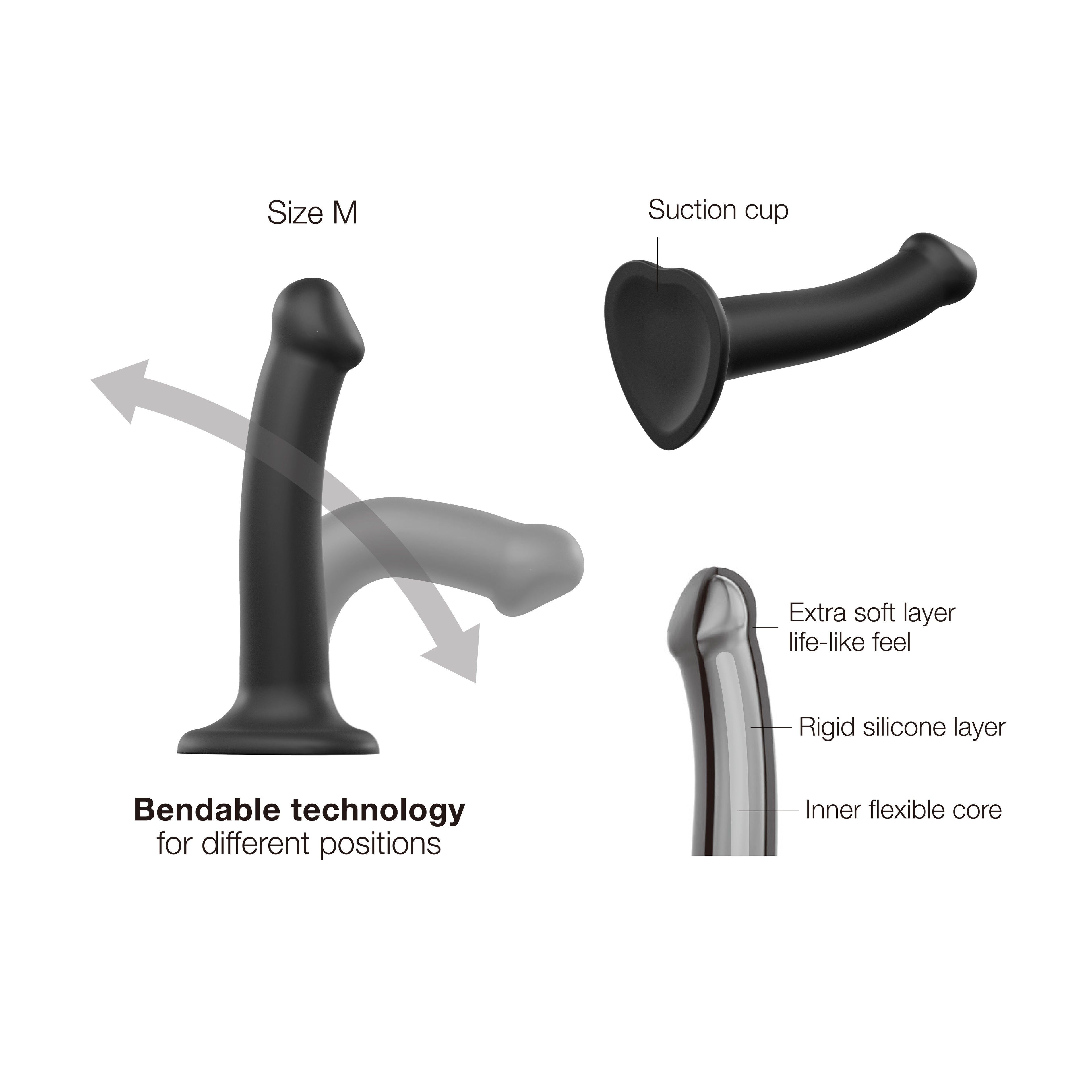 Dildo Bendable Double Densité Couleur Noir