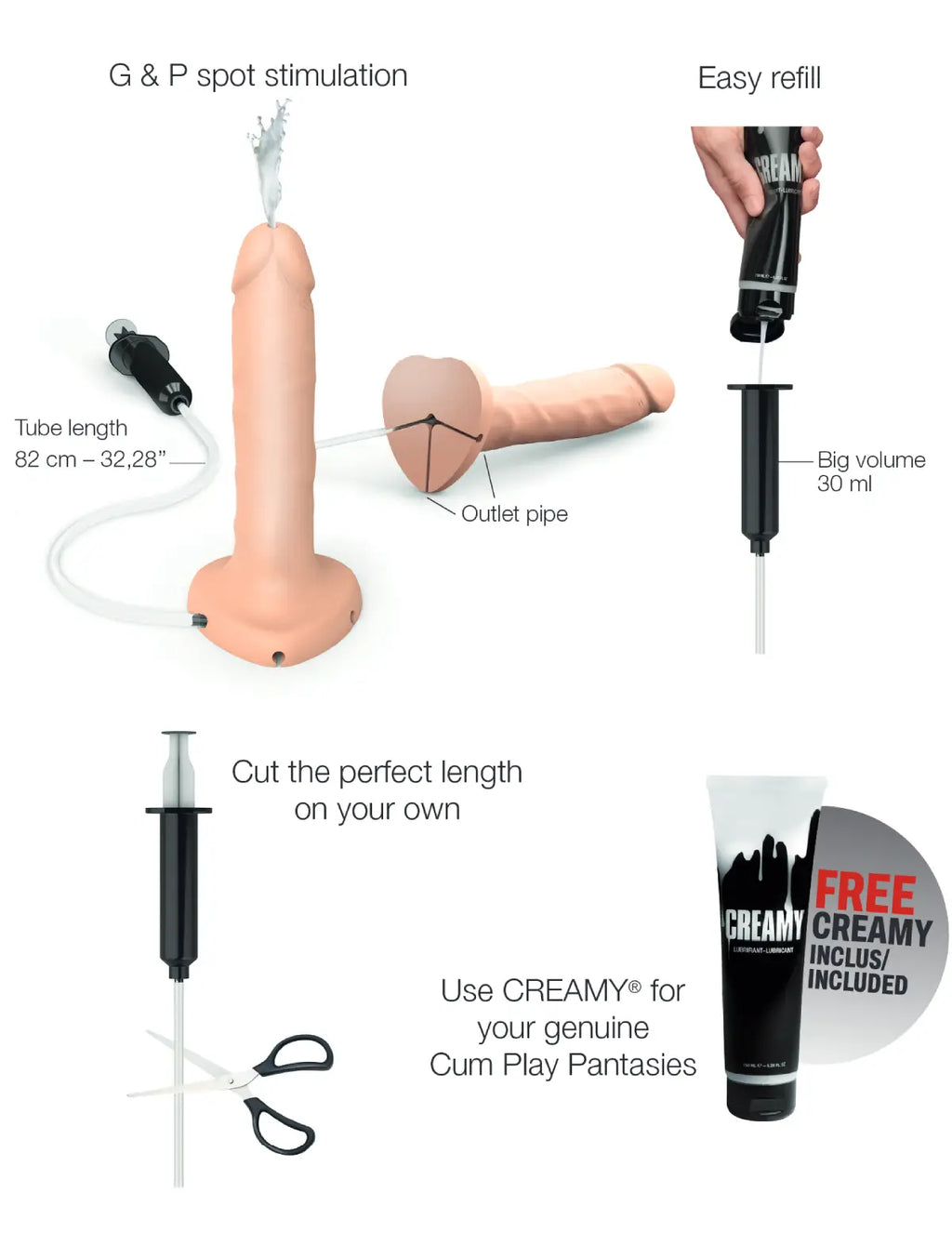Dildo éjaculateur réaliste vanille – effet naturel et stimulation intense, compatible strap-on-me