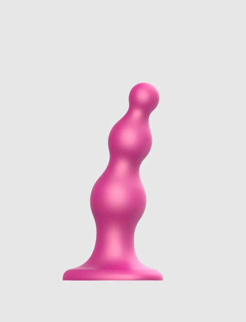 Dildo ibrido collezione plug anale beads rosa metallico – stimolazione progressiva e sensazioni intense, compatibile strap-on-me