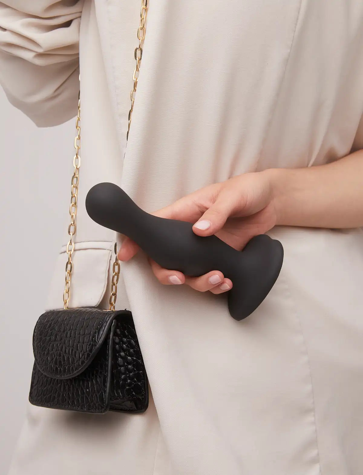 Dildo hybride collection plug anal curvy noir – stimulation incurvée et sensations profondes, compatible strap-on-me