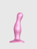 Dildo hybride collection plug anal curvy rose dragée métallique – stimulation incurvée et sensations profondes, compatible strap-on-me