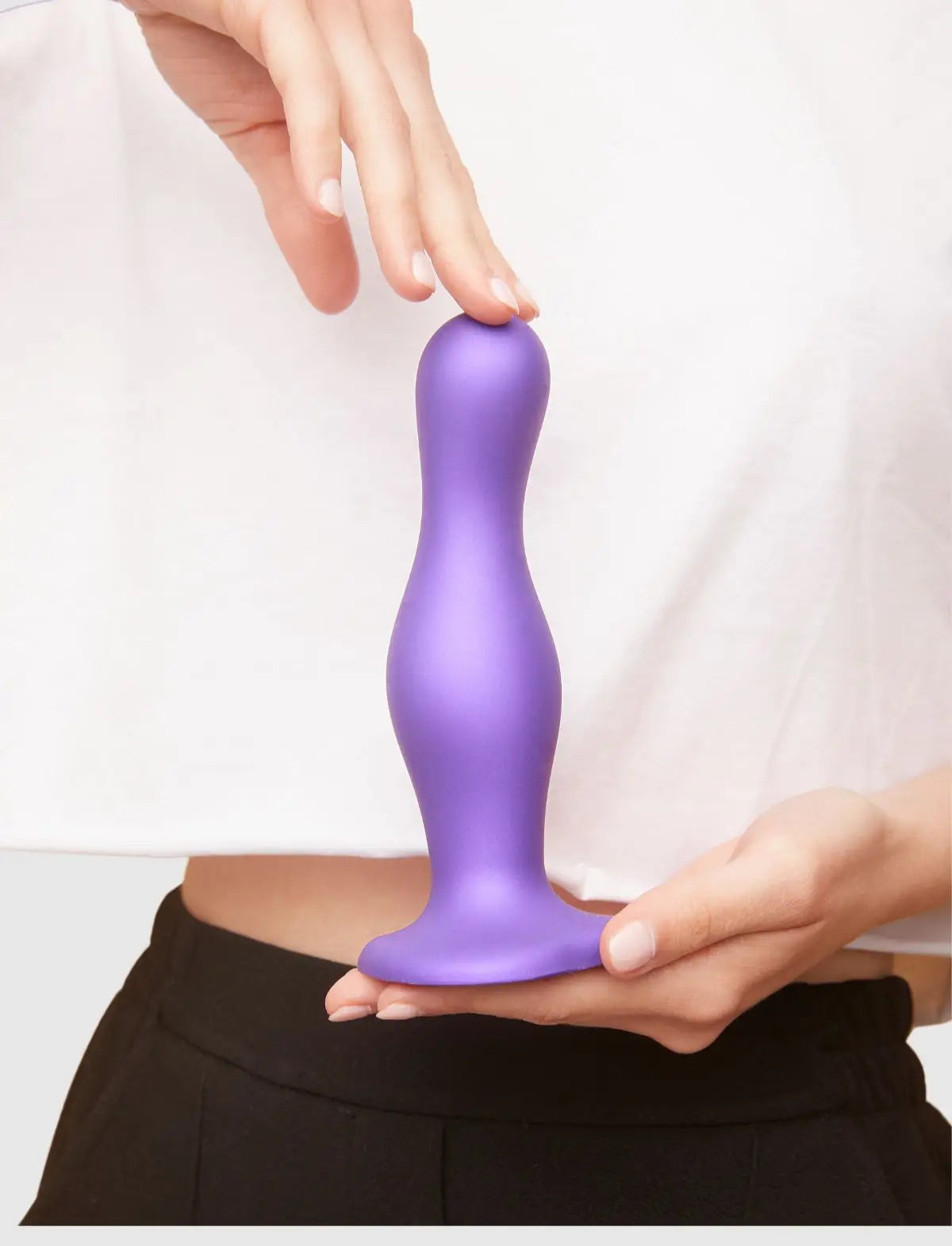 Dildo hybride collection plug anal curvy violet métallique – stimulation incurvée et sensations profondes, compatible strap-on-me