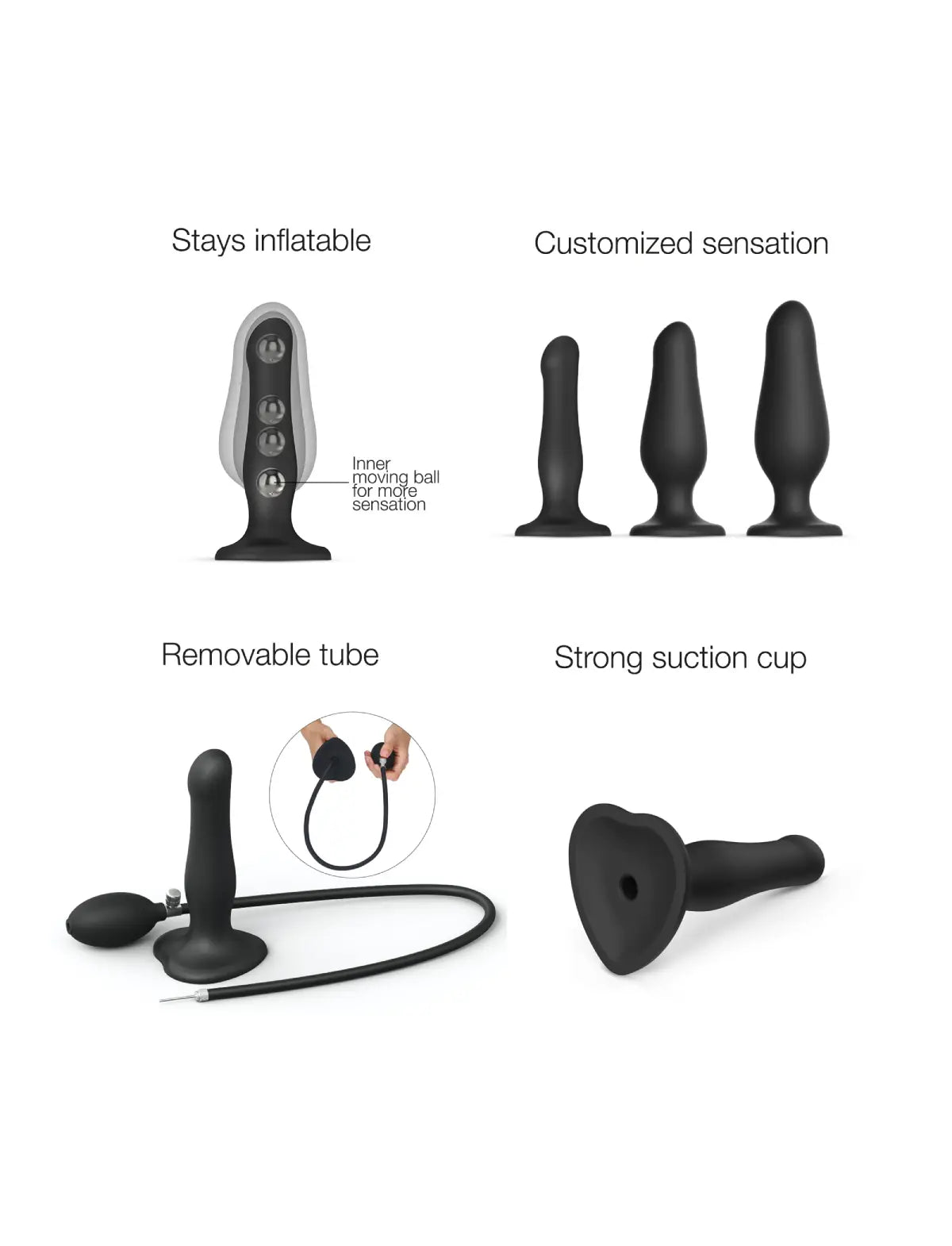 Dildo hybride collection plug anal gonflable – ajustement progressif et confort personnalisé, compatible strap-on-me