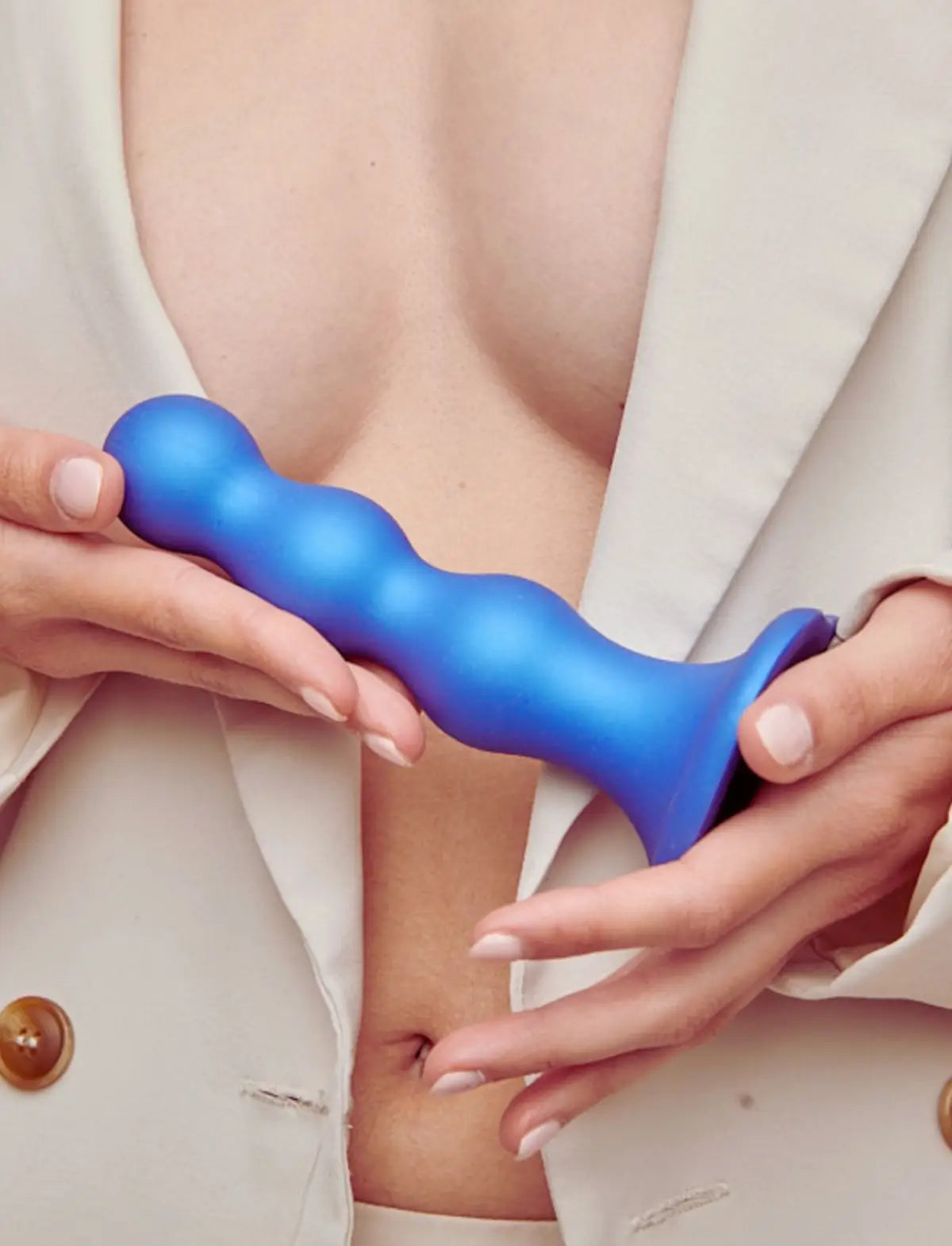 Dildo hybride collection plug balls bleu – stimulation interne et effet de remplissage, compatible strap-on-me