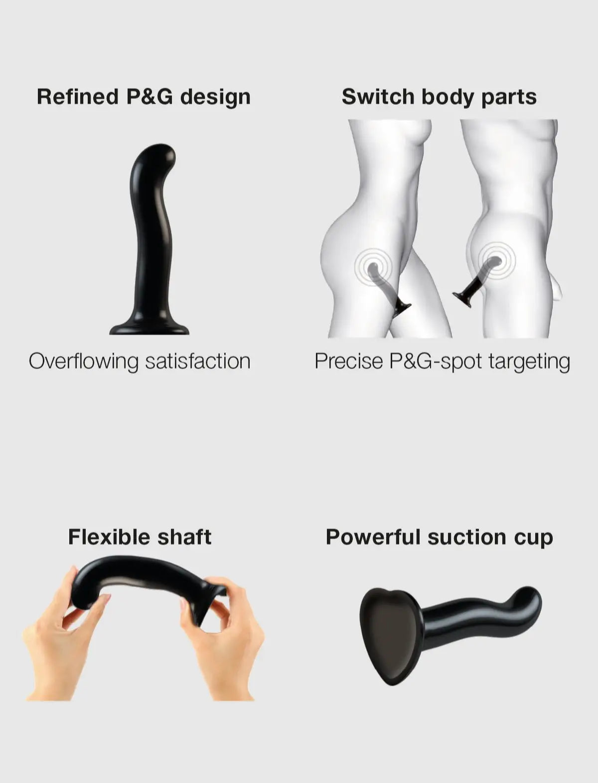 Dildo hybride collection point P et G – stimulation ciblée et sensations intenses, compatible strap-on-me