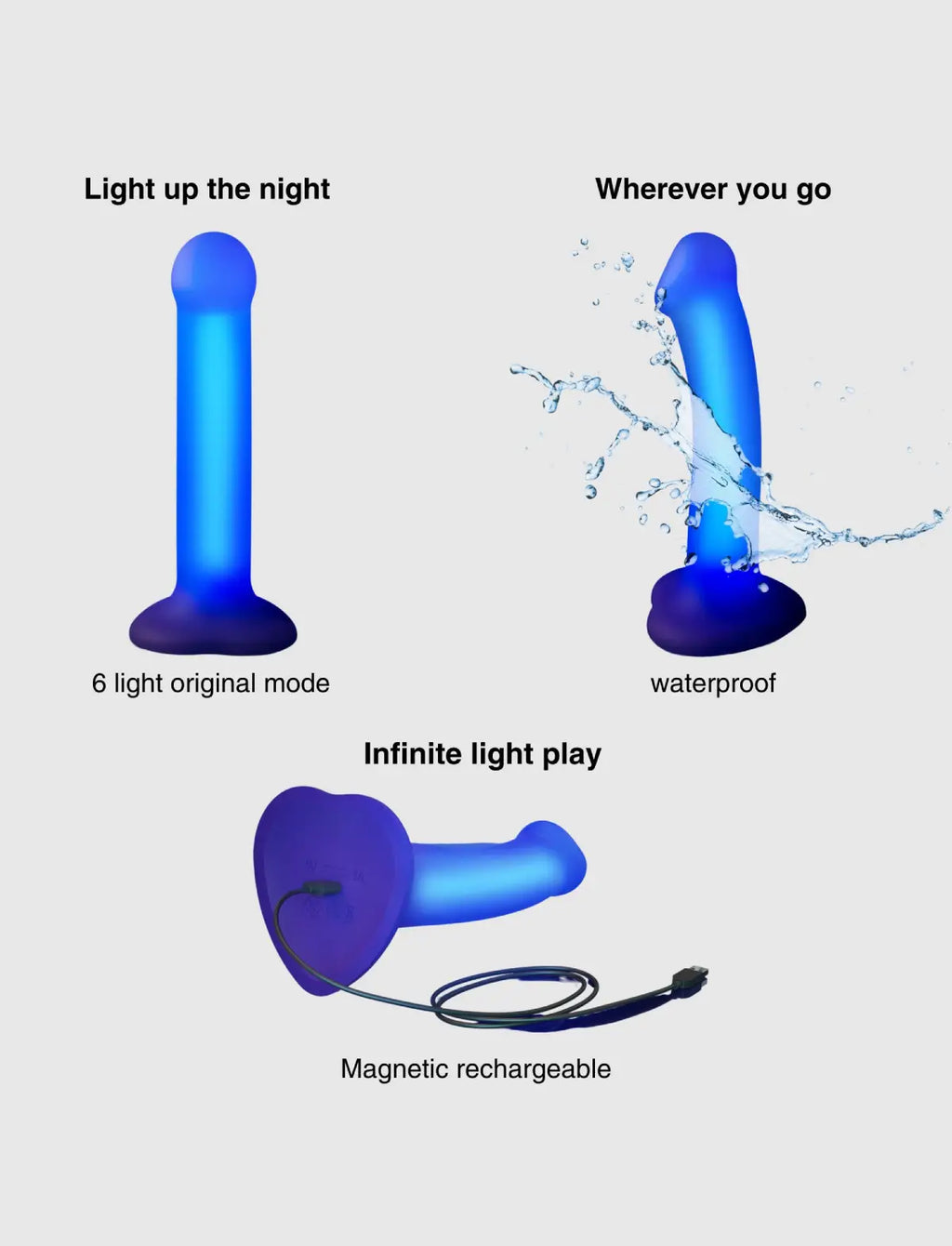 dildo semi-realistico glow LED – effetto luminoso e stimolazione confortevole, compatibile con strap-on-me