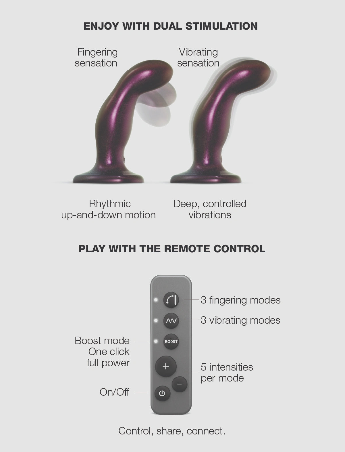 Fingering & Vibrating Dildo - Dildo vibrante a movimento telecomandato strap-on-me®