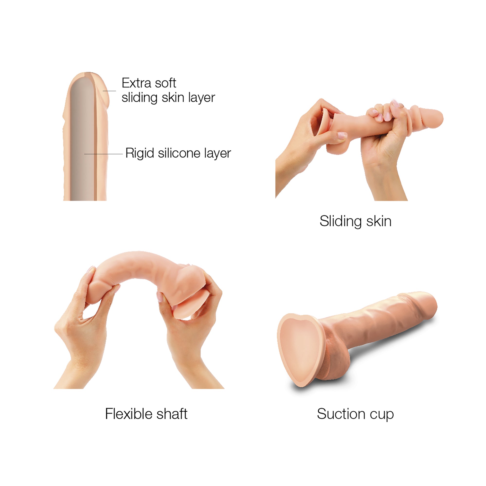 Sliding Skin Dildo Réaliste Couleur Vanille
